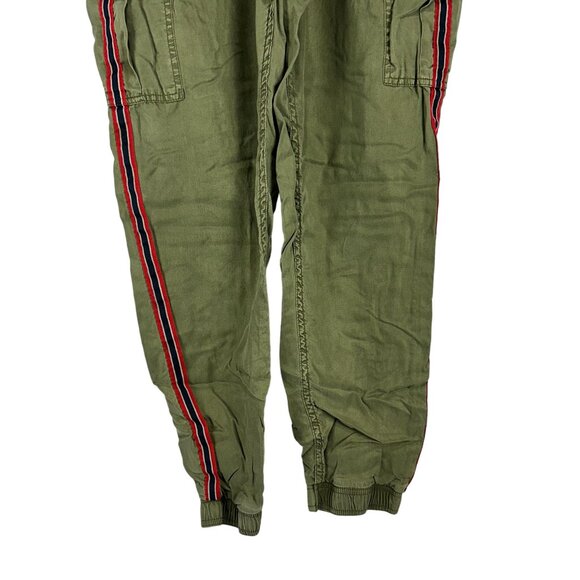 So Green Cargo Jogger Pants Stripe Detail Size Medium Elastic Waist 100% Tencel - Picture 2 of 7